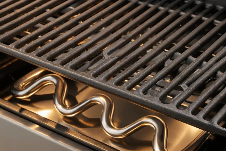 Close-up of Napoleon WAVE burner cooking grid