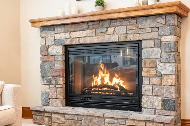 Napoleon fireplace insert installed in masonry opening
