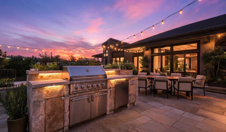 Outdoor kitchen island with Napoleon built-in grill