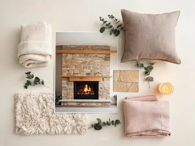 Living room fireplace inspiration board