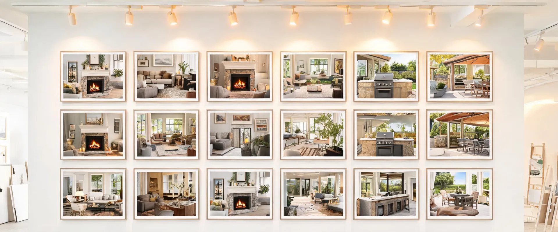 Inspiration gallery of fireplace and outdoor kitchen room scenes